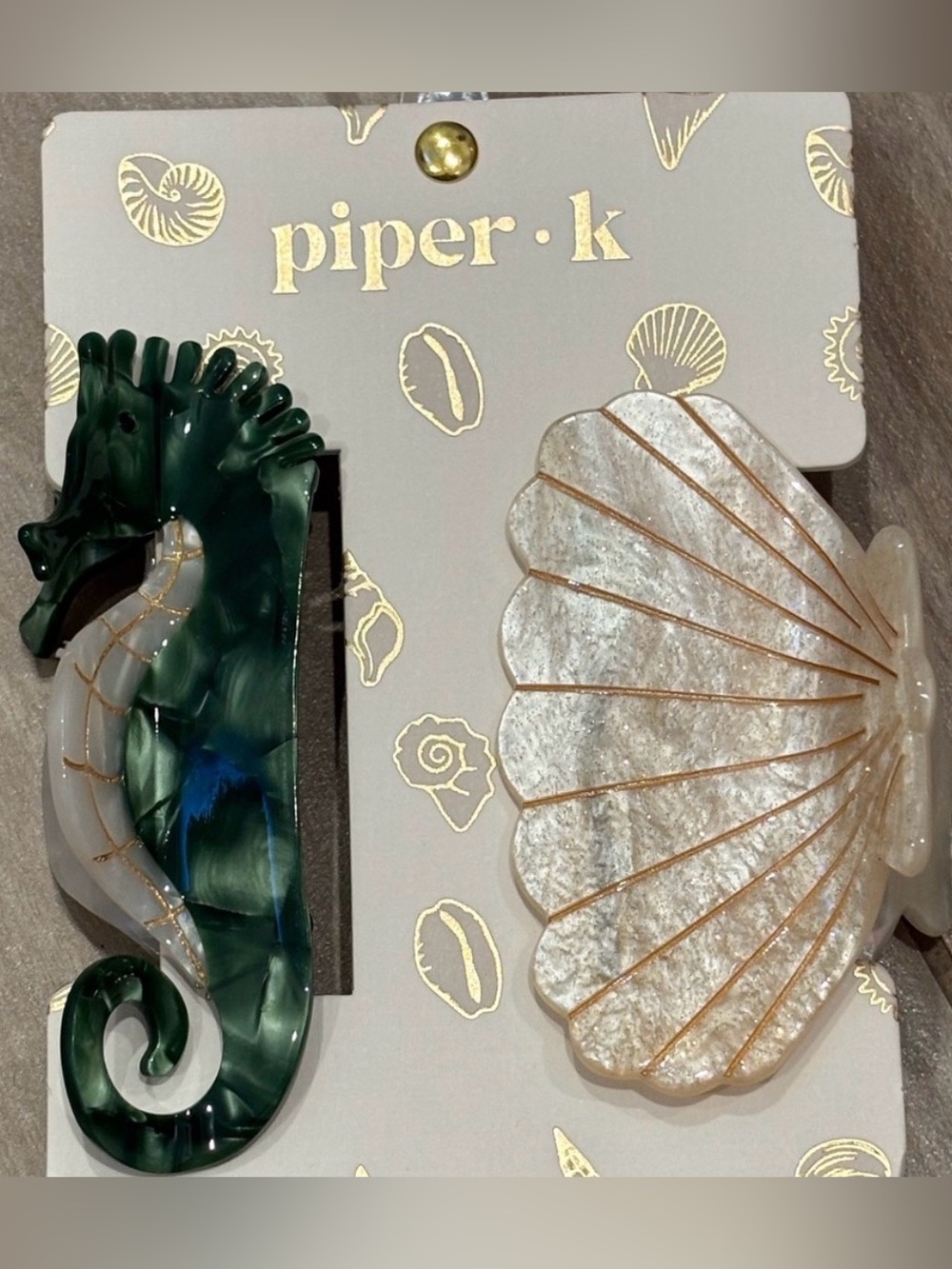 NEW without tag. NEVER USED Piper K Seahorse and Seashell Hair Claw Clips